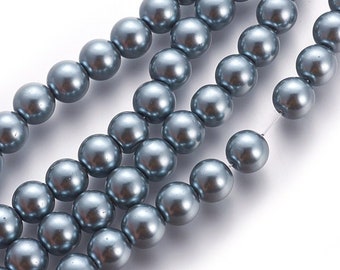 Perlas grises de vidrio de calidad AAA de grado AAA, perlas falsas, perlas de imitación, perlas sueltas de 8 mm, trenzados de perlas. Collar DIY, joyería de boda DIY