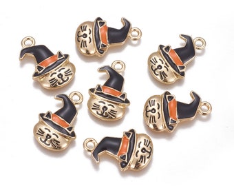 Halloween Black Cat Charms, Trick or Treat Charms for Halloween Jewelry, Charms for Halloween Earrings and Bracelets, Black Cat