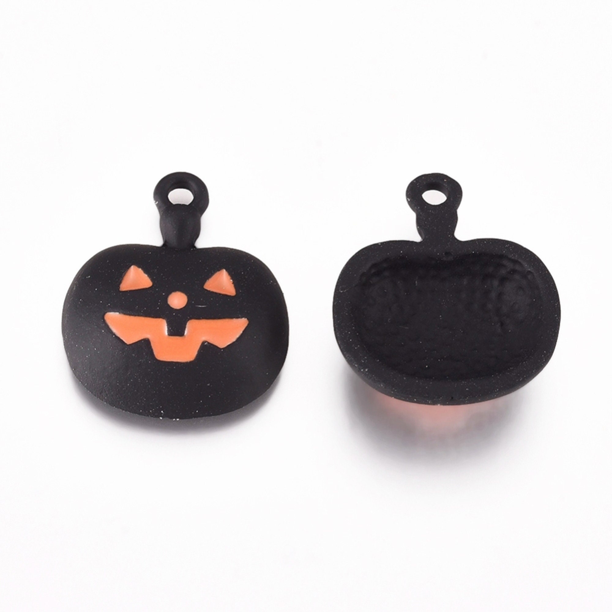 Pumpkin Halloween Charms with Black Enamel Finish Jack O' | Etsy