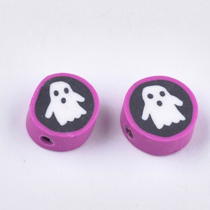 Polymer Clay Ghost Beads for Halloween, Spooky Beads, Caspar Beads for Halloween Jewelry, Kids beads Trick or Treat Earrings and Bracelets