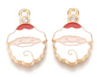 5pcs Santa Claus Enamel Charms / Christmas Jewelry DIY/ Christmas Charms/Holiday Charms/Santa Claus Charms/Wholesale Xmas Charms