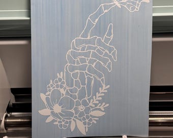 Unique Skeleton Hand Design with Flowers and Butterfly (4x6 inches)