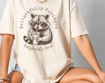 Whimsical Raccoon Comfort Colors Tee: Funny Vintage Style Animal Shirt