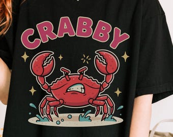 Crabby Red Crab Illustration Comfort Colors Beach Sea Life T-Shirt