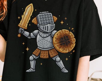 Waffle Knight with Sword and Shield Comfort Colors T-shirt
