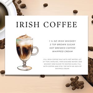 Irish Coffee Cocktail Recipe Card | Recipe Card