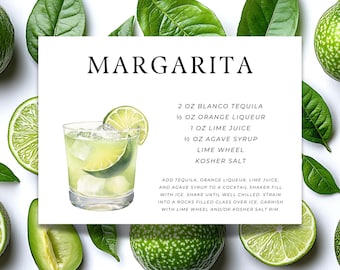 Tarjeta con receta de margarita: ¡3 tamaños diferentes incluidos!