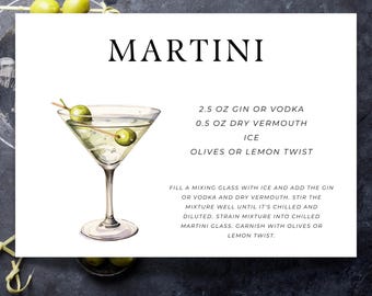Martini Recipe Card | 3 Different Sizes Included!
