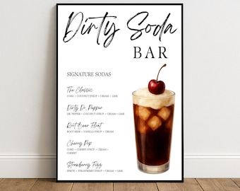 Dirty Soda Bar Sign | Editable Drink Menu Template | Parties, Graduation, Holidays