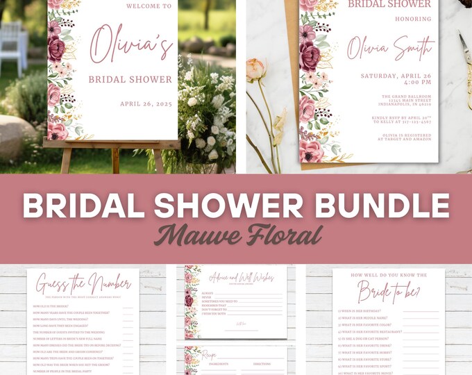 Bridal Shower Bundle | Mauve Floral | FULL SET