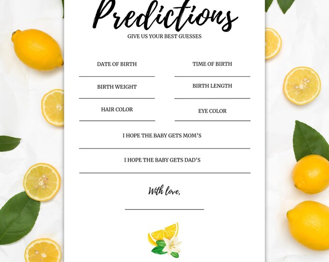 Baby Shower Game | Predictions | A Little Squeeze