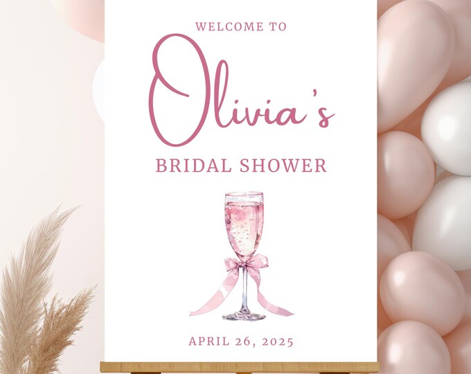 Bridal Shower Welcome Sign | Pink Bubbly