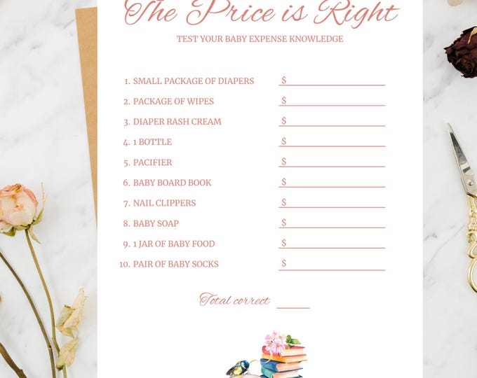 Baby Shower Game- Price is Right- A New Chapter Begins- Pink Books