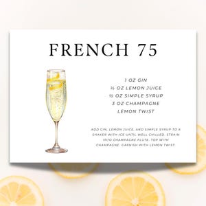 Cartão de Receitas de Bebidas Francesas 75