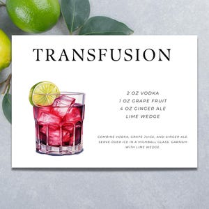 Transfusion Cocktail Recipe Card | Recipe Card