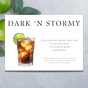 Dark ‘n Stormy Cocktail Recipe Card | Recipe Card