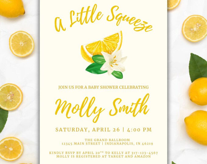 Baby Shower Invitation including Diaper Raffle and Books for Baby Enclosure Cards | A Little Squeeze