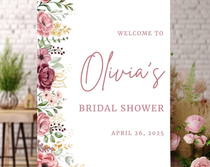Bridal Shower Welcome Sign | Mauve Floral
