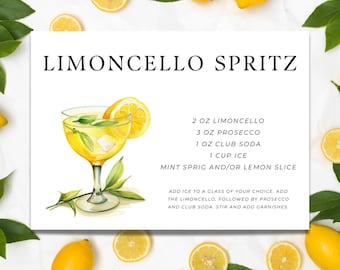 Limoncello Spritz Recipe Card | 3 Different Sizes Included!