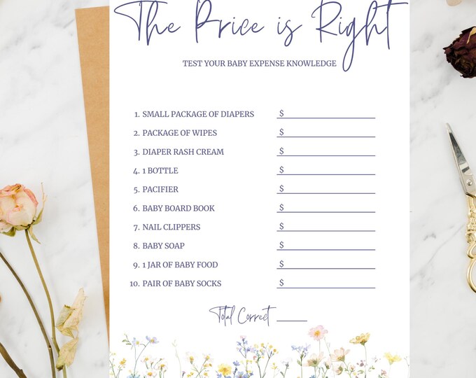 Baby Shower Game- Price is Right- Wildflower Blooms