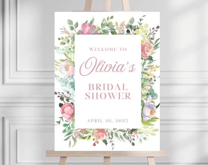 Bridal Shower Welcome Sign | Fresh Blooms | Floral