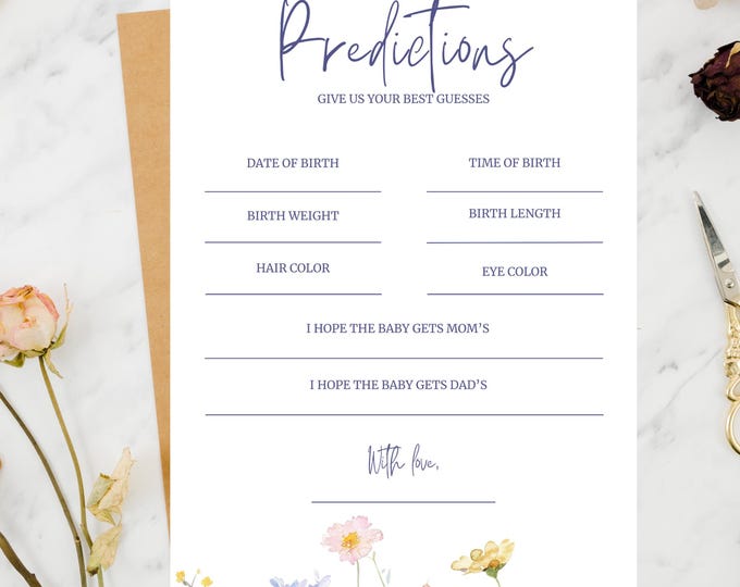 Baby Shower Game- Predictions- Wildflower Blooms