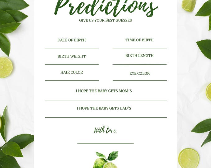 Baby Shower Game | Predictions | Little Lime on the Way!