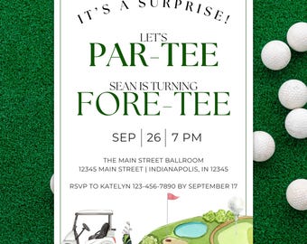Golf Inspired Birthday Party Invitation