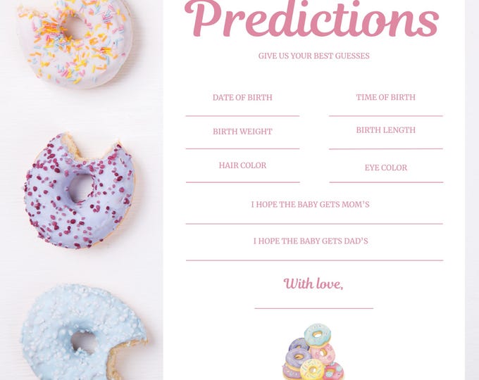 Baby Shower Game | Predictions | Donut Worry, a baby is coming!