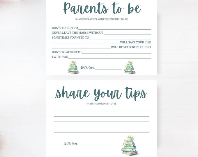 Baby Shower Advice Cards- A New Chapter Begins- Green Books