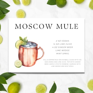 Tarjeta de receta del cóctel Moscow Mule
