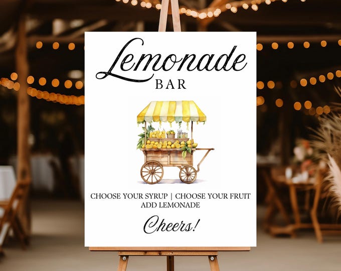 Lemonade Bar Sign | Bar Cart | Graduations | Weddings | Parties