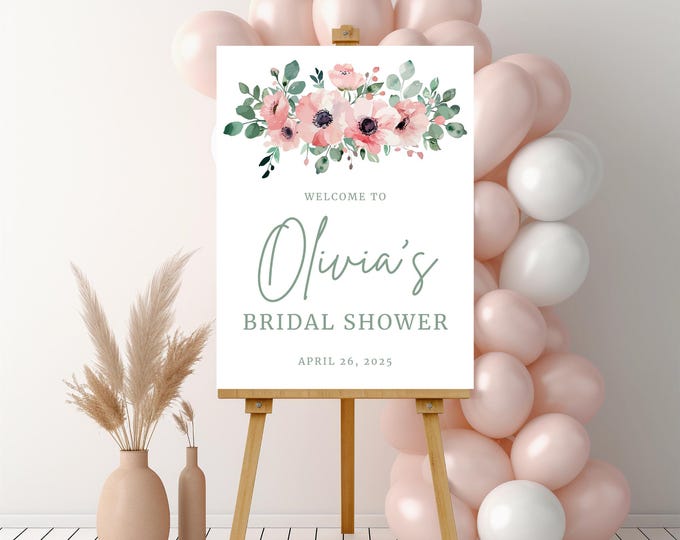 Bridal Shower Welcome Sign | Sage and Blush