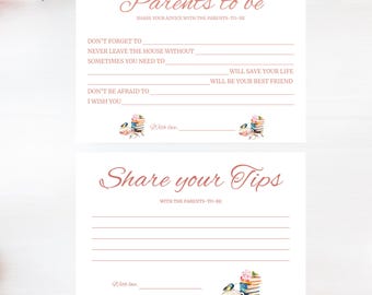 Baby Shower Advice Cards- &quot;A New Chapter Begins&quot;- INCLUDES 2 ITEMS
