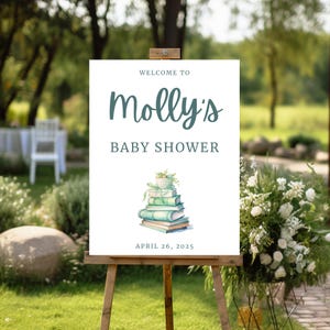 Baby Shower Welcome Sign- A New Chapter- Green Books