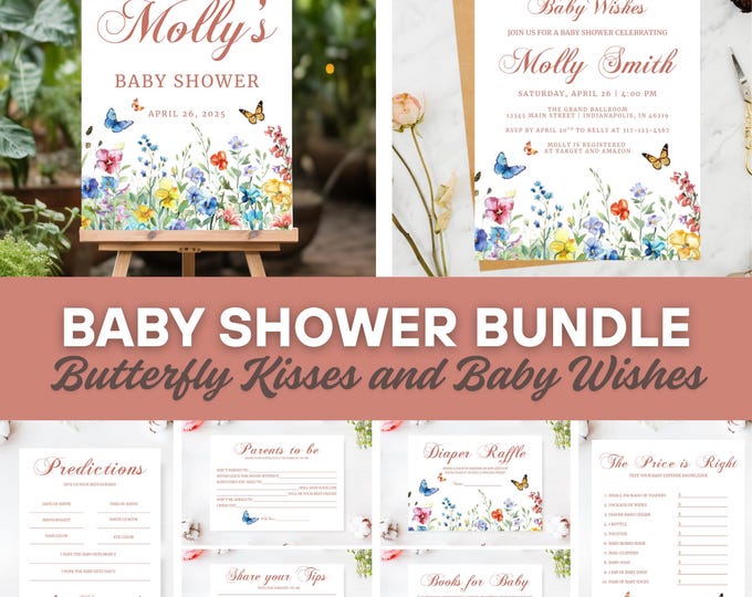 Baby Shower Bundle- Butterfly Kisses and Baby Wishes- FULL SET