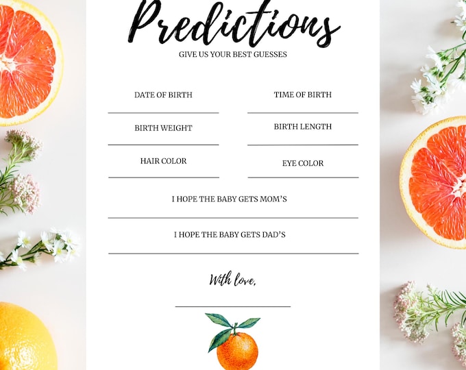Baby Shower Game | Predictions |  A Little Cutie is on the Way!
