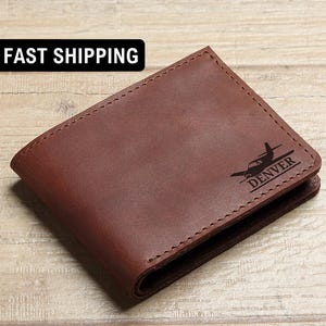 Personalized Leather Pilot Wallet, Custom Aviation Gifts, Wallet for Pilot, Leather Custom Wallet, Anniversary Gift For Him, Husband Gift