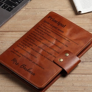 Personalized Principal Journal, Custom Definition Gift, Leather Principal Portfolio, Thank You Gift for Principal, Custom Leather Journal