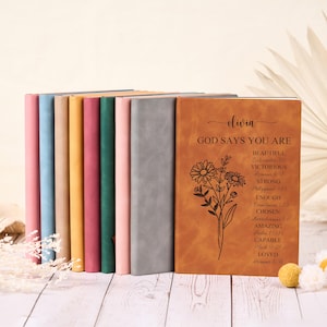 God zegt dat je bijbelvers dagboek bent, gepersonaliseerd gebedsdagboek voor vrouwen, bloem christelijk cadeau voor haar, religieus cadeau, affirmaties cadeau