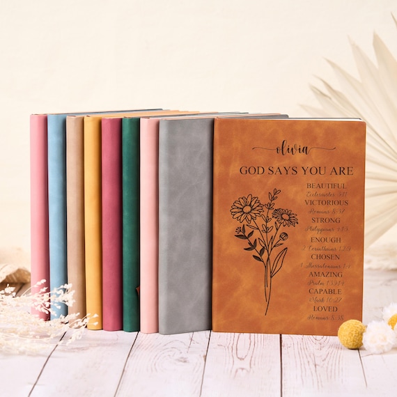 God Says You Are Bible Verse Journal,Personalized Prayer Journal For Women,Flower Christian Gift For Her,Religious Gift,Affirmations Gift