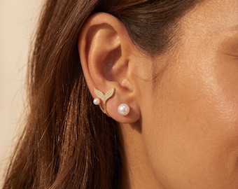 Parelmoeren zeemeerminoorbellen voor vrouwen, delicate parelhangende oorbellen, bruidssieraden, cadeau voor bruidsmeisjes, cadeau voor haar