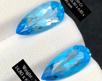 Natural Topaz Pair Loose Gemstones for Sale – Matching Topaz Stones with Exceptional Blue Hues