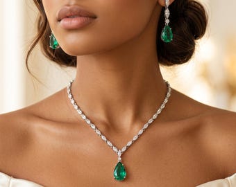 Conjunto de joyas de turquesa, collar y pendientes de plata con forma de gota de lluvia, joyería delicada inspirada en la naturaleza, regalo para damas de honor, regalo para ella.
