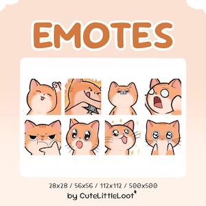 Orange katt-emotes | 8-pack | Emotes för Twitch, Discord och andra livestreamingplattformar