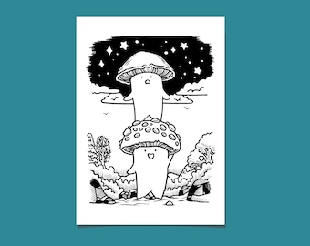Oh My Stars 5x7 Postcard Size Mushroom Print