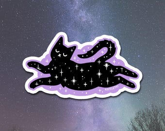 Star Cat Floating Galaxy Sticker