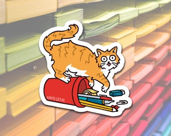 Stationery Orange Cat Bookish Art Sticker