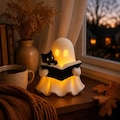 3D Printed Ghost Reading Book Figurine – Cozy Cat, LED Tealight Decor product logo