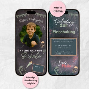 Invitación de inscripción escolar con diseño de pizarra | Tarjeta de inscripción digital para niños | Celebración de 1.er grado | Invitación de inscripción escolar con descarga instantánea